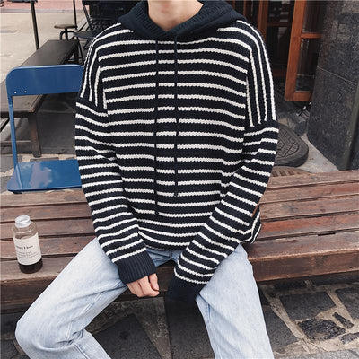 Men's Hooded Loose Long Sleeve Sweater - TrendSettingFashions 