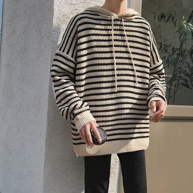 Men's Hooded Loose Long Sleeve Sweater - TrendSettingFashions 