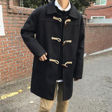 Men's Fashion Buckle Woolen Overcoat - TrendSettingFashions 