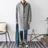 Men's Fashion Buckle Woolen Overcoat - TrendSettingFashions 