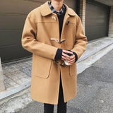 Men's Fashion Buckle Woolen Overcoat - TrendSettingFashions 