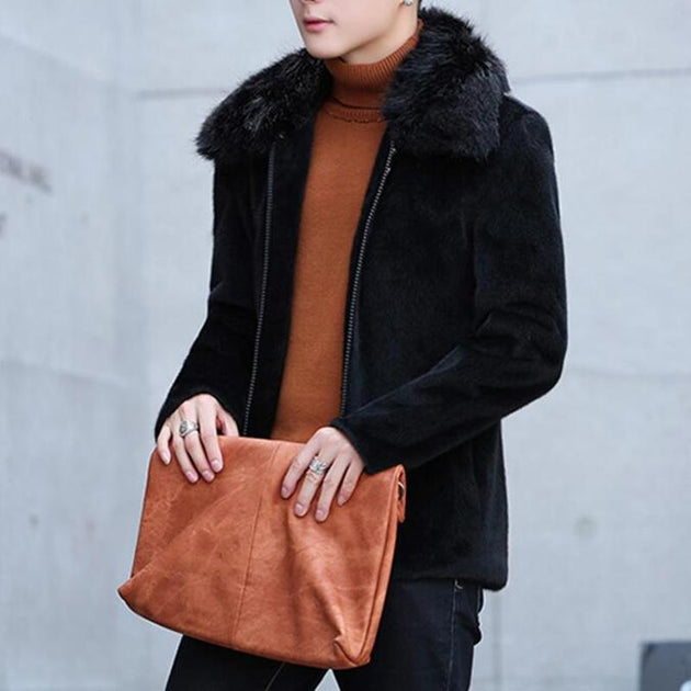 Men's Faux Fur Winter Coat Up To 3XL - TrendSettingFashions 