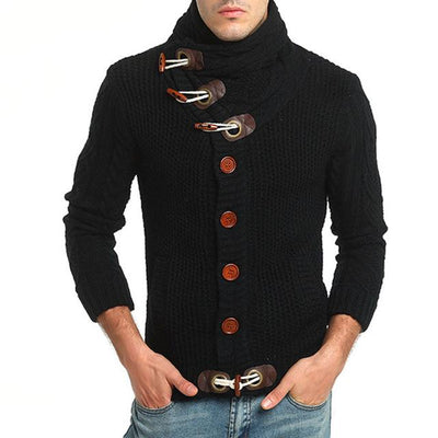 Men's High Collar Cardigan Sweater - TrendSettingFashions 