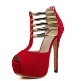 Women's Metal Decoration High Heels - TrendSettingFashions 