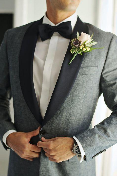Men's 2PC Smoking Grey Wedding Suit Up To Size 6XL(Jacket, Pants) - TrendSettingFashions 