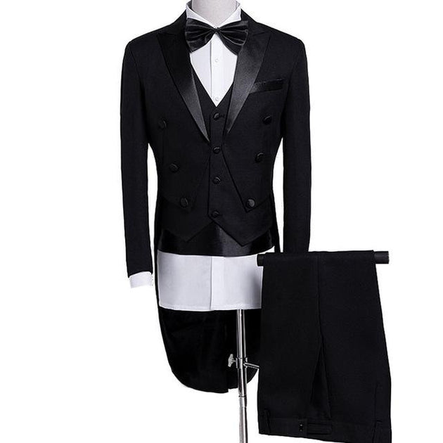Men's Shiny Wedding 5 Piece Tail Coat Suit Up To 2XL - TrendSettingFashions 