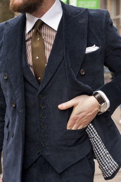 Men's Corduroy 3 Piece Suit Up To 6XL(Jacket, Pants,Vest) - TrendSettingFashions 