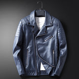 Men's Leather Turn Down Collar Jacket - TrendSettingFashions 