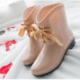 Women's Fashion Rubber Rain Flat Boots - TrendSettingFashions 