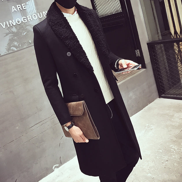 Men's Double Breasted Long Coat - TrendSettingFashions 