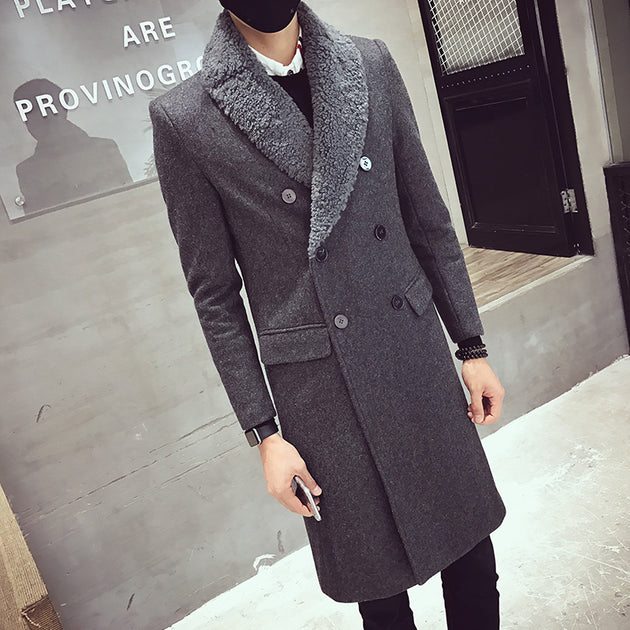 Men's Double Breasted Long Coat - TrendSettingFashions 