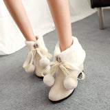 Women's Wool Plush High Heel Ankle Boots - TrendSettingFashions 