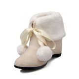 Women's Wool Plush High Heel Ankle Boots - TrendSettingFashions 