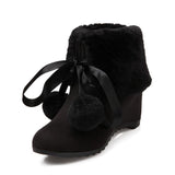 Women's Wool Plush High Heel Ankle Boots - TrendSettingFashions 