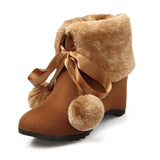 Women's Wool Plush High Heel Ankle Boots - TrendSettingFashions 