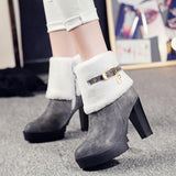 Women's Fur Ankle Boots - TrendSettingFashions 