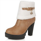 Women's Fur Ankle Boots - TrendSettingFashions 