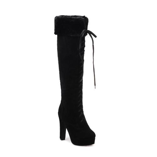 Women's Fur Knee High Boots - TrendSettingFashions 