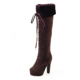 Women's Fur Knee High Boots - TrendSettingFashions 