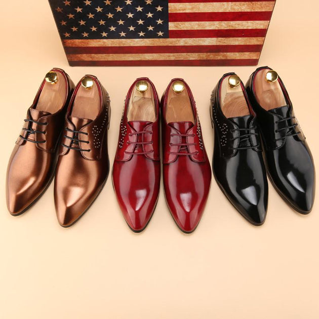 Men's Retro Gloss Rivet Fashion Dress Shoe - TrendSettingFashions 