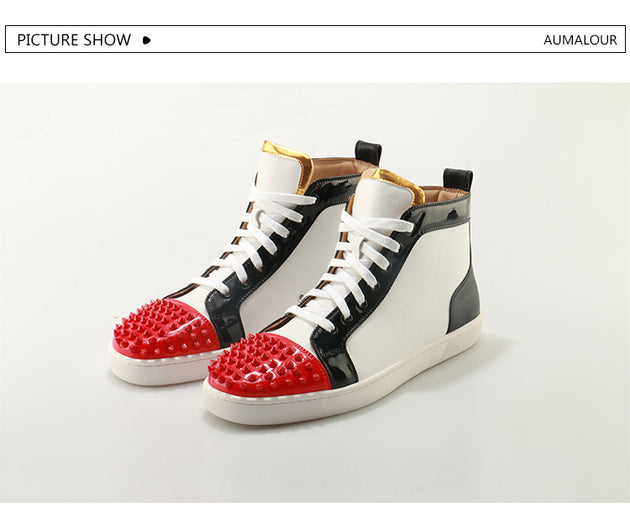 Men's Spike High top Casual Shoes Up To Size 12 - TrendSettingFashions 