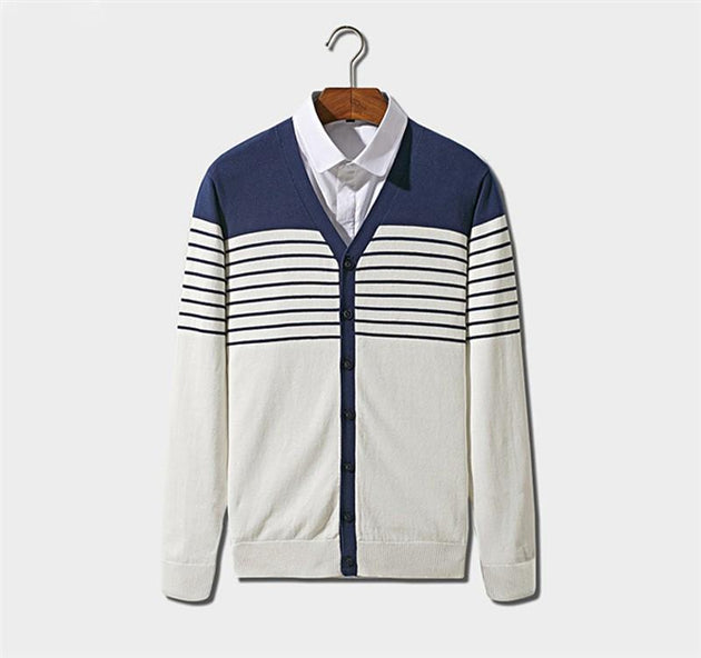 Men's Striped Casual Pullover - TrendSettingFashions 