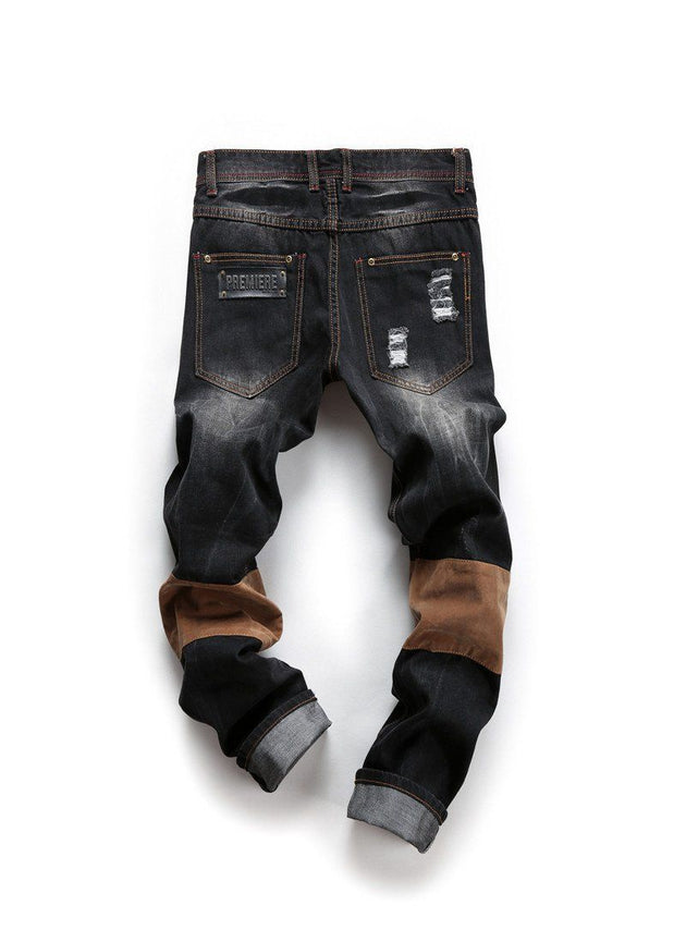 Men's Patchwork Ripped Jeans - TrendSettingFashions 