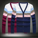 Men's Patchwork Striped Cardigan - TrendSettingFashions 