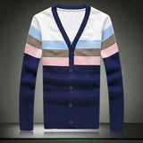 Men's Patchwork Striped Cardigan - TrendSettingFashions 