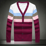 Men's Patchwork Striped Cardigan - TrendSettingFashions 