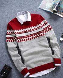 Men's Design Round Collar Sweater - TrendSettingFashions 
