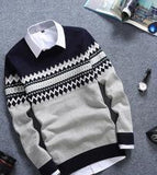 Men's Design Round Collar Sweater - TrendSettingFashions 