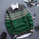 Men's Design Round Collar Sweater - TrendSettingFashions 