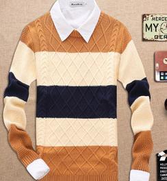 Men's Thick Round Neck Muti Colored Sweater - TrendSettingFashions 