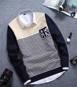 Men's Fashion Long Sleeved Stripe Sweater - TrendSettingFashions 