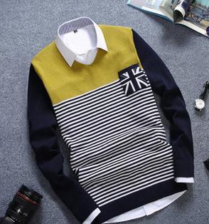 Men's Fashion Long Sleeved Stripe Sweater - TrendSettingFashions 