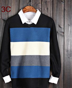 Men's Striped V-Neck Business Sweater - TrendSettingFashions 