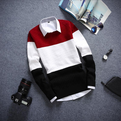 Men's Vintage Round Collar Sweater - TrendSettingFashions 