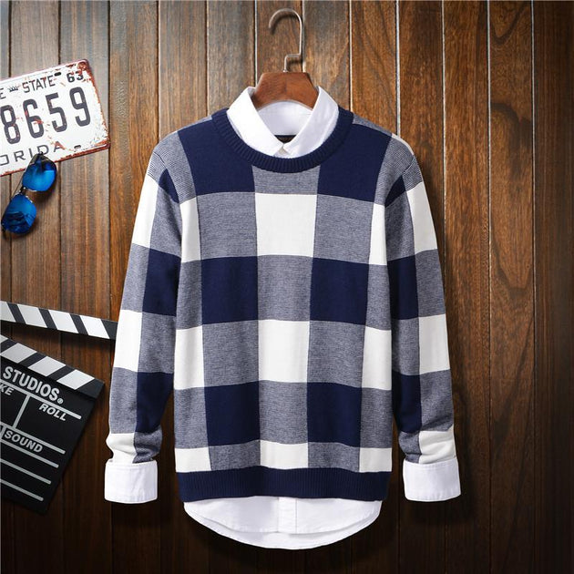 Men's Checked Sweater - TrendSettingFashions 