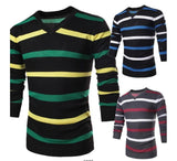 Striped V-Neck Pullover - TrendSettingFashions 