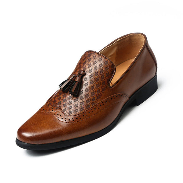 Men's Slip-On Carved Brogue Loafers - TrendSettingFashions 