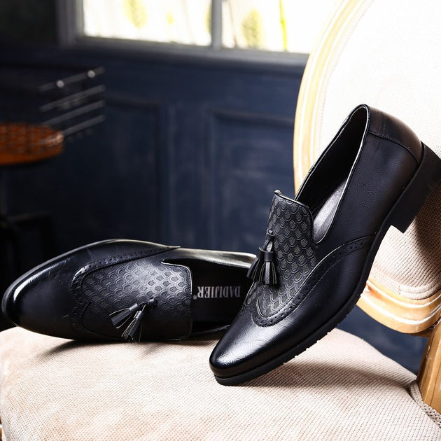 Men's Slip-On Carved Brogue Loafers - TrendSettingFashions 