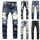 Men's Vintage Distressed Patchwork Jeans Up To Size 40 - TrendSettingFashions 