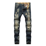Men's Vintage Distressed Patchwork Jeans Up To Size 40 - TrendSettingFashions 