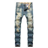 Men's Vintage Distressed Patchwork Jeans Up To Size 40 - TrendSettingFashions 