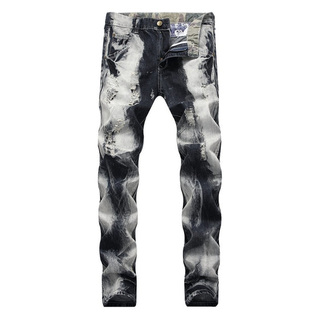 Men's Vintage Distressed Patchwork Jeans Up To Size 40 - TrendSettingFashions 