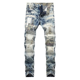 Men's Vintage Distressed Patchwork Jeans Up To Size 40 - TrendSettingFashions 