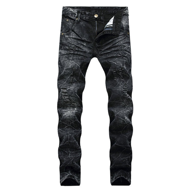 Men's Vintage Distressed Patchwork Jeans Up To Size 40 - TrendSettingFashions 