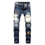 Men's Vintage Distressed Patchwork Jeans Up To Size 40 - TrendSettingFashions 