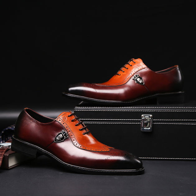 Men's Leather Fashion Brogue Dress Shoes - TrendSettingFashions